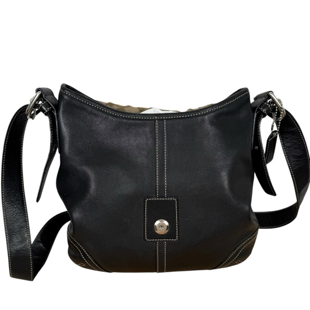 Vintage Coach Y2K 2004 Soho Black Leather Buckle Flap Shoulder Bag – Style 9480 - Picture 6 of 16